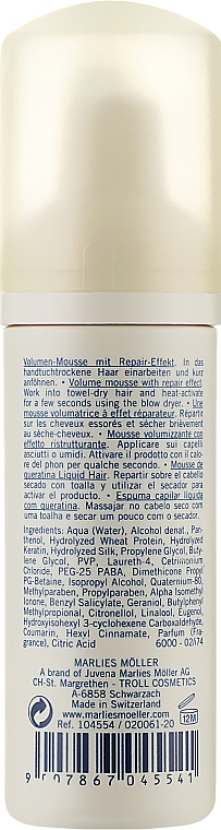 Regenerierende Haarmousse für mehr Volumen mit Keratin - Marlies Moller Volume Liquid Hair Keratin Mousse — Bild N2