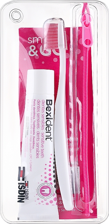 Zahnpflegeset - Isdin Bexident Sensitive Kit (Zahnpasta 25ml + Zahnbürste 1 St. + Kosmetiktasche 1 St.) — Bild N1