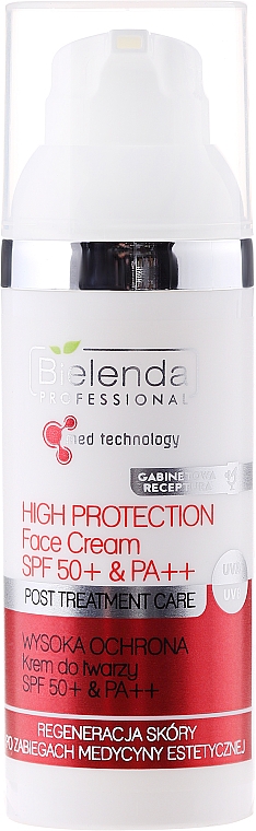 Schützende Gesichtscreme SPF 50+ & PA++ - Bielenda Professional Post Treatment Care High Protection Face Cream SPF 50+ & PA++ — Bild N2