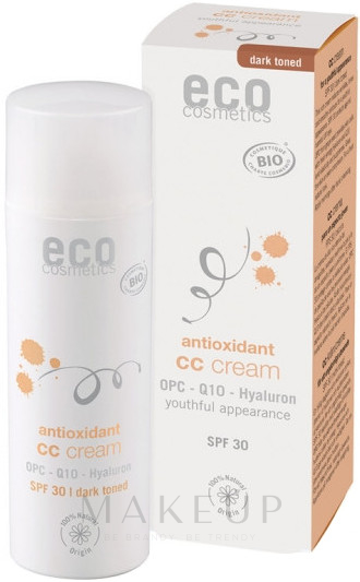 Antioxidative CC Gesichtscreme mit Hyaluronsäure und Q10 SPF 30 - Eco Cosmetics Tinted CC Cream SPF30 — Bild Dark