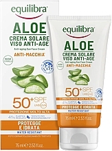 Sonnenschutzcreme für das Gesicht - Equilibra Aloe Anti-Aging Sun Face Cream SPF 50+ — Bild N1