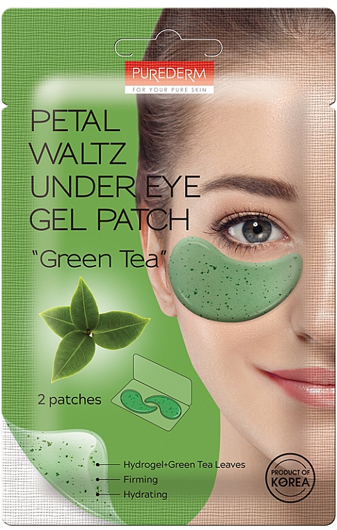 Hydrogel-Augenpads Grüner Tee - Purederm Petal Waltz Under Eye Gel Patch "Green Tea" — Bild N1