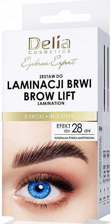 Set zur dauerhaften Laminierung von Augenbrauen - Delia Eyebrow Expert laminacji Brow (eyebr/glue/5g+cr/4ml+fixative/4ml) — Bild N1