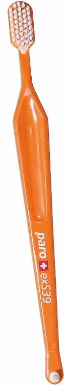 Zahnbürste ultra weich exS39 orange - Paro Swiss Toothbrush (mit Plastikhülle)	 — Bild N1