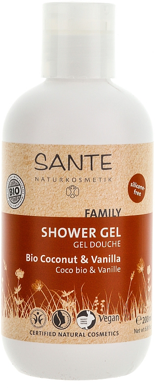 Duschgel für normale Haut mit Bio Kokosnuss und Vanille - Sante Family Shower Gel Coconut & Vanilla