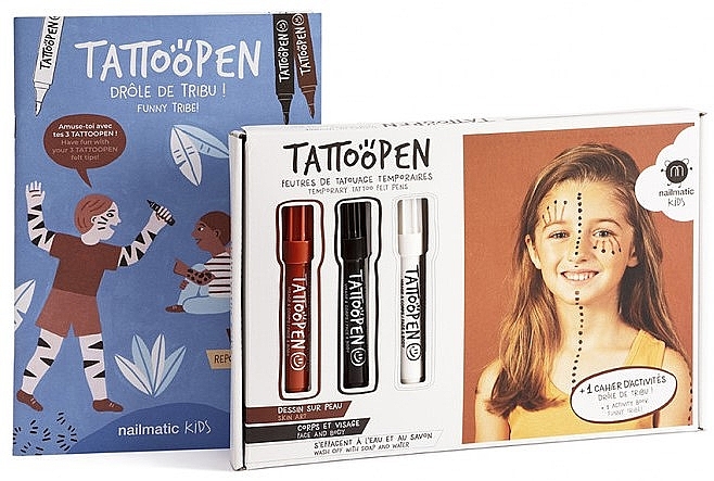 Make-up-Marker-Set schwarz, weiß, braun - Nailmatic Funny Tribe (Make-up-Marker 3x11g + Buch 1 St.)  — Bild N1