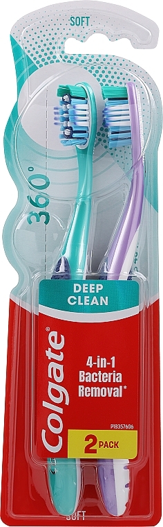 Zahnbürste weich 360 lila, grün 2 St. - Colgate 360 Whole Mouth Clean Soft — Bild N2