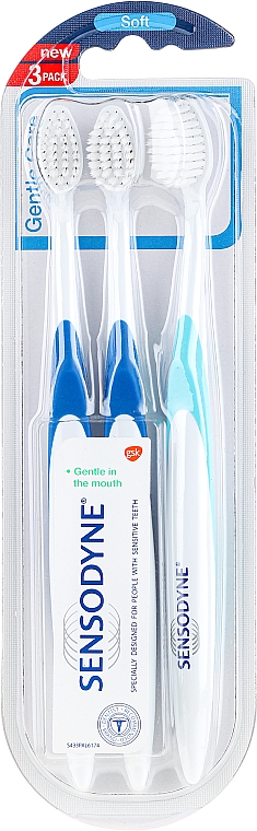 Zahnbürste weich Gentle Care hellblau, blau 3 St. - Sensodyne Gentle Care Soft Toothbruhs — Bild N1