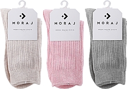 Düfte, Parfümerie und Kosmetik Baumwollsocken Drei Paare beige, grau, rosa - Moraj