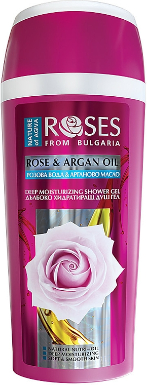 Tief feuchtigkeitsspendendes Duschgel mit Arganöl und Rosenwasser - Nature of Agiva Roses Rose & Argan Oil Deep Moisturizing Shower Gel — Bild N1