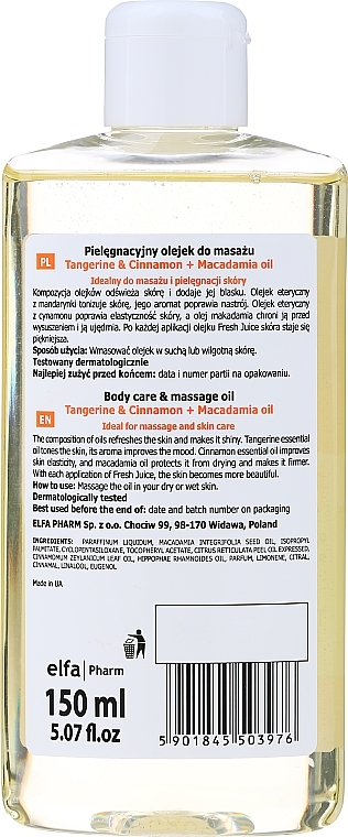 Pflege- und Massageöl für den Körper mit Mandarine, Zimt und Macadamiaöl - Fresh Juice Energy Tangerine&Cinnamon+Macadamia Oil — Foto N2