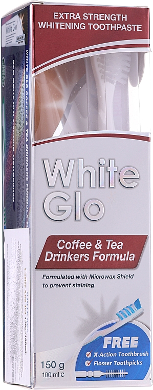 Mundpflegeset - White Glo Coffee & Tea Drinkers Formula Whitening Toothpast (Zahnpasta 100ml + Zahnbürste) — Bild N1