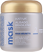 Keratin-Haarglättungs-Kit für Brünetten - Kativa Alisado Brasileno Straighten Brunette (Pre-Shampoo 15ml + Haarmaske 150ml + Shampoo 30ml + Conditioner 30ml + Pinsel 1 St. + Einweg-Handschuhe) — Bild N5