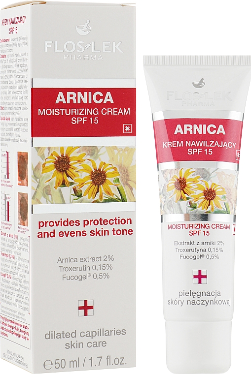 Feuchtigkeitsspendende Gesichtscreme mit Arnikaextrakt - Floslek Moisturizing Arnica Cream SPF 15 — Bild N1