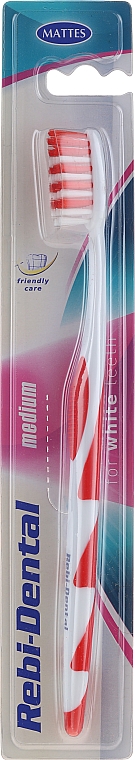 Zahnbürste mittel Rebi-Dental M57 weiß-rot - Mattes Rebi-Dental Medium Tothbrush — Bild N1