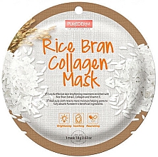 Düfte, Parfümerie und Kosmetik Beruhigende und aufhellende Tuchmaske für das Gesicht mit Reiskleie, Vitanimin E und Kollagen - Purederm Rice Bran Collagen Circle Mask