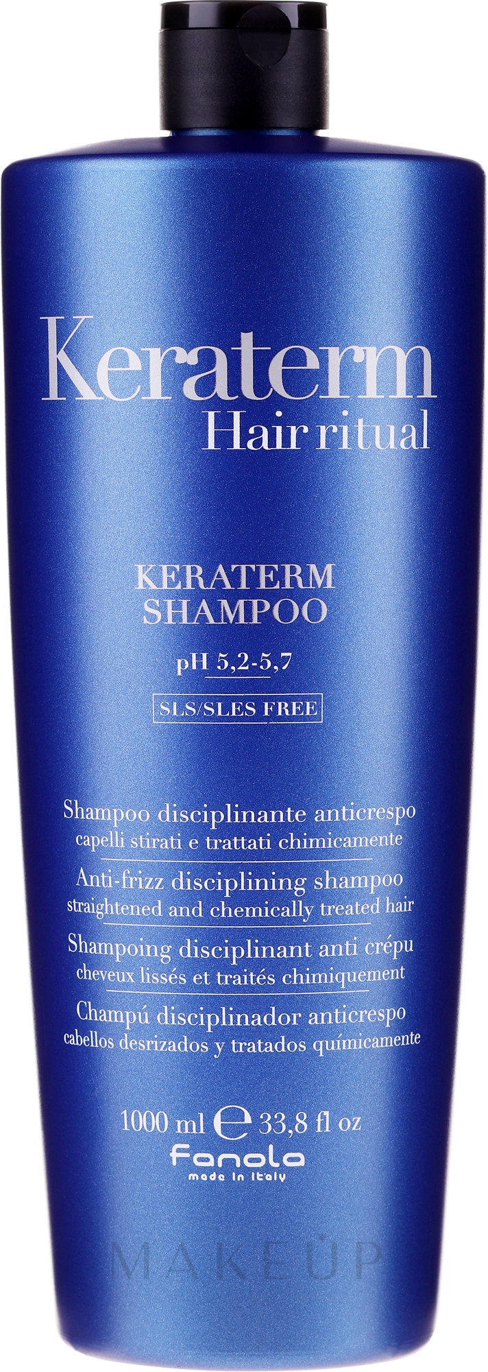 Bändigendes Anti-Frizz Shampoo mit Keratin und Sheabutter - Fanola Keraterm Shampoo — Bild 1000 ml