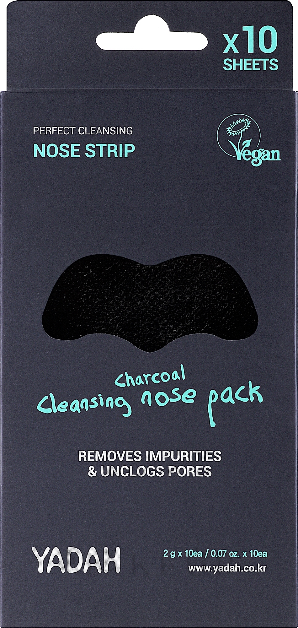 Porenreinigende Nasenpatches mit Aktivkohle gegen Mitesser - Yadah Charcoal Cleansing Nose Pack — Bild 10 St.