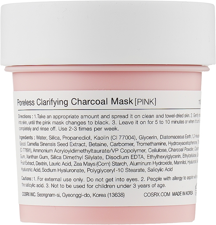 Reinigungsmaske für das Gesicht mit Aktivkohle - Cosrx Poreless Clarifying Charcoal Mask Pink — Bild N2