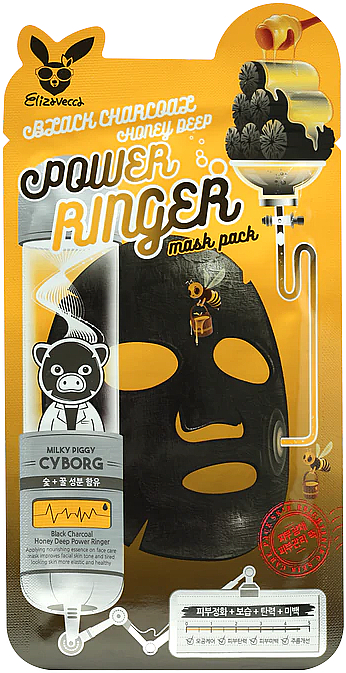 Reinigende und nährende Gesichtsmaske mit Holzkohle und Honig - Elizavecca Black Charcoal Honey Deep Power Ringer Mask Pack — Bild N1