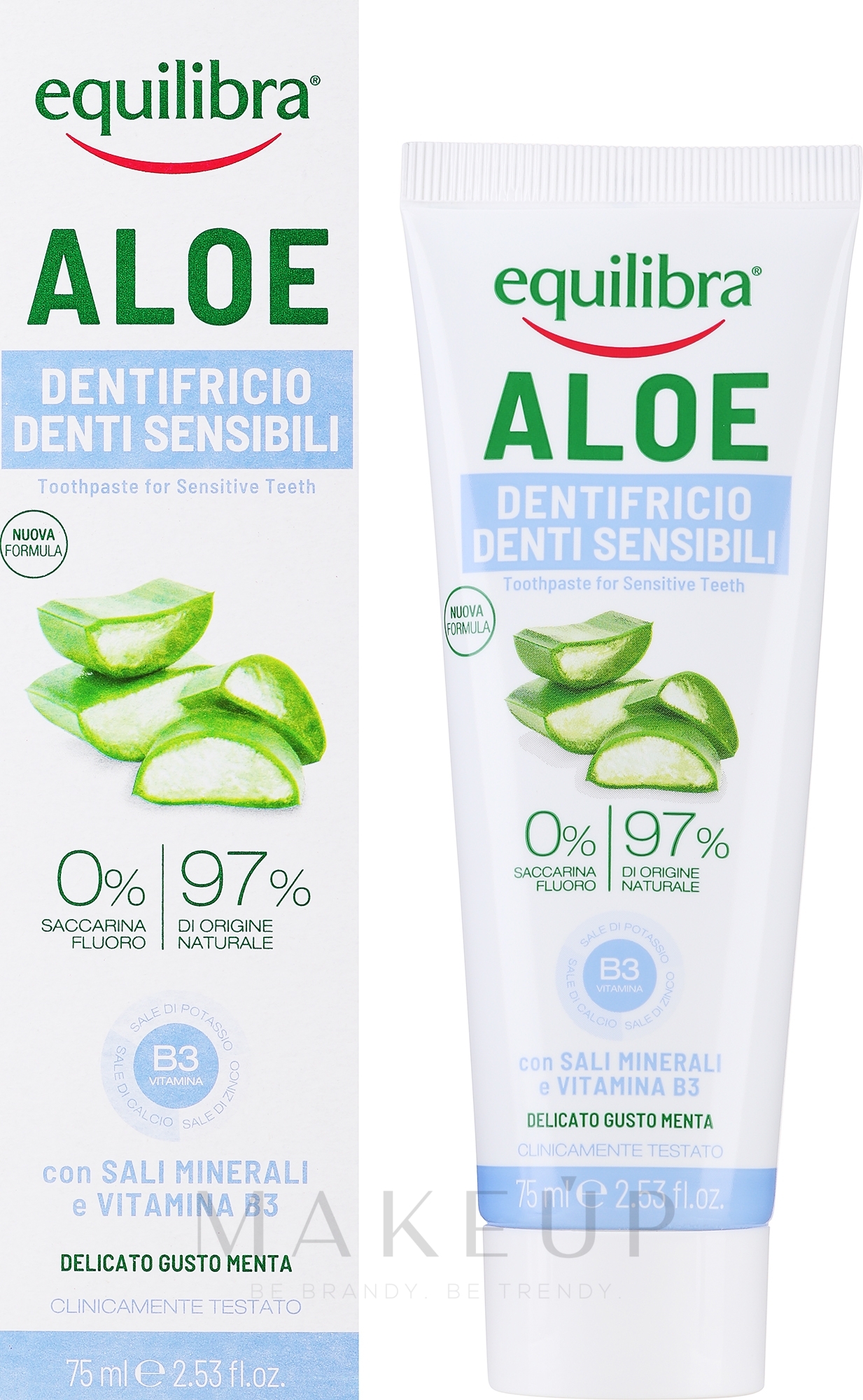 Zahnpasta mit Aloe vera für empfindliche Zähne - Equilibra Aloe Gel — Bild 75 ml