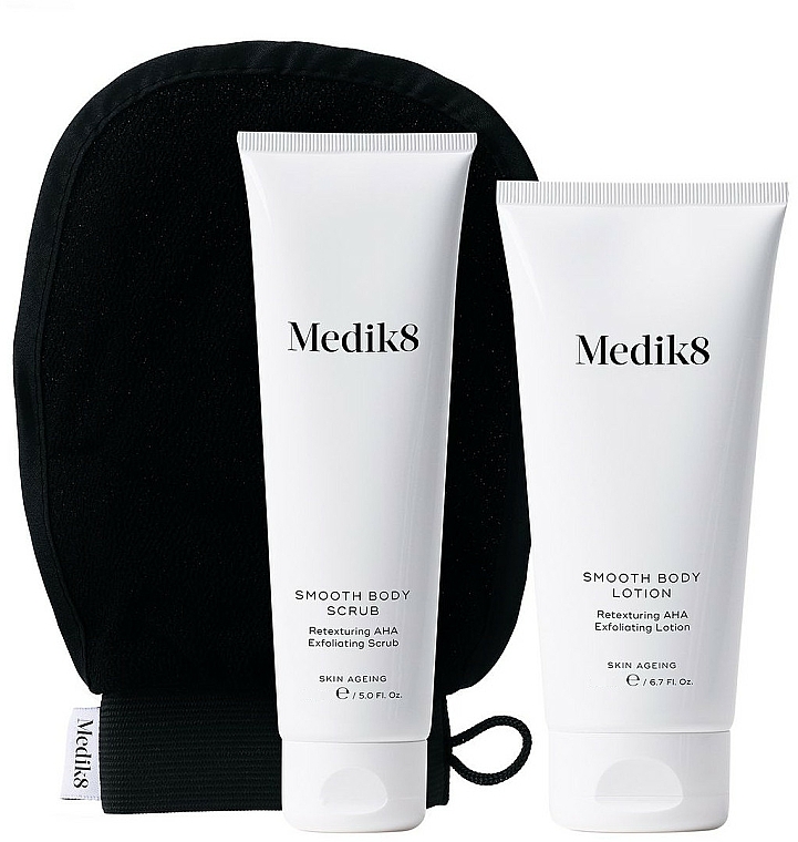 Körperpflegeset - Medik8 Smooth Body Exfoliating Kit (Körperpeeling 150ml + Körperlotion 200ml + Handschuh) — Bild N1