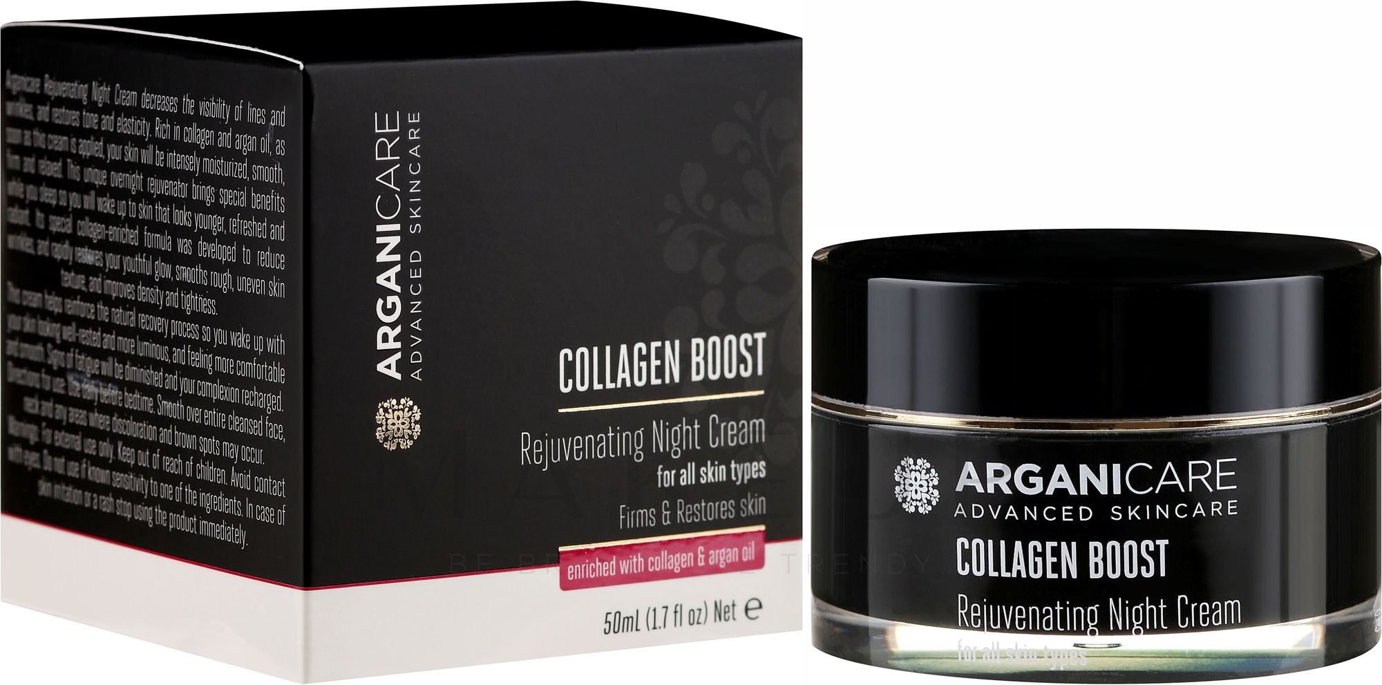 Verjüngende Nachtcreme mit Kollagen und Arganöl - Arganicare Collagen Boost Rejuvenating Night Cream — Bild 50 ml