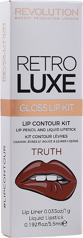 Lippen-Make-up Set (Lipgloss 5,5ml + Lippenkonturenstift 1g) - Makeup Revolution Retro Luxe Kits Gloss — Bild N1