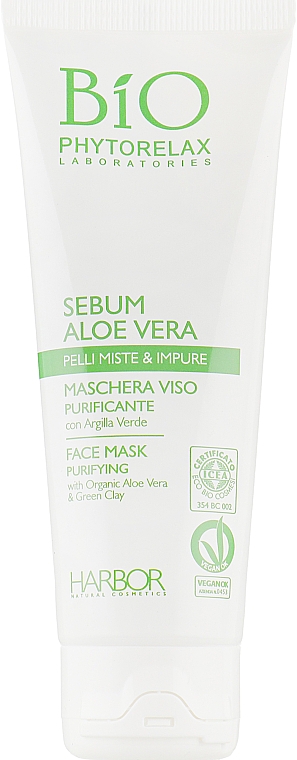 Reinigende Gesichtsmaske für gemische Haut mit Aloe Vera und grüner Tonerde - Phytorelax Laboratories Bio Phytorelax Sebum Aloe Vera Face Mask — Bild N2