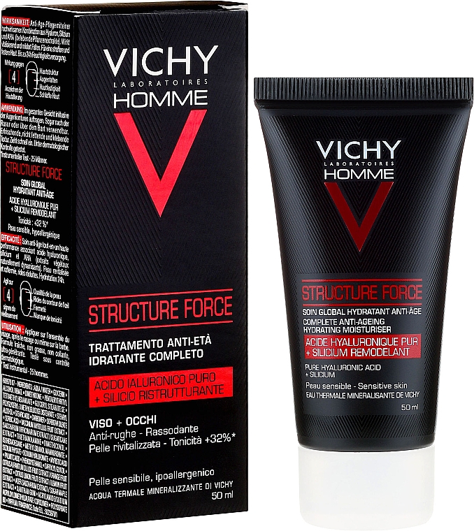 Feuchtigkeitsspendende Make-up Base - Vichy Homme Structure Force Complete Anti-ageing Hydrating Moisturiser — Bild N2