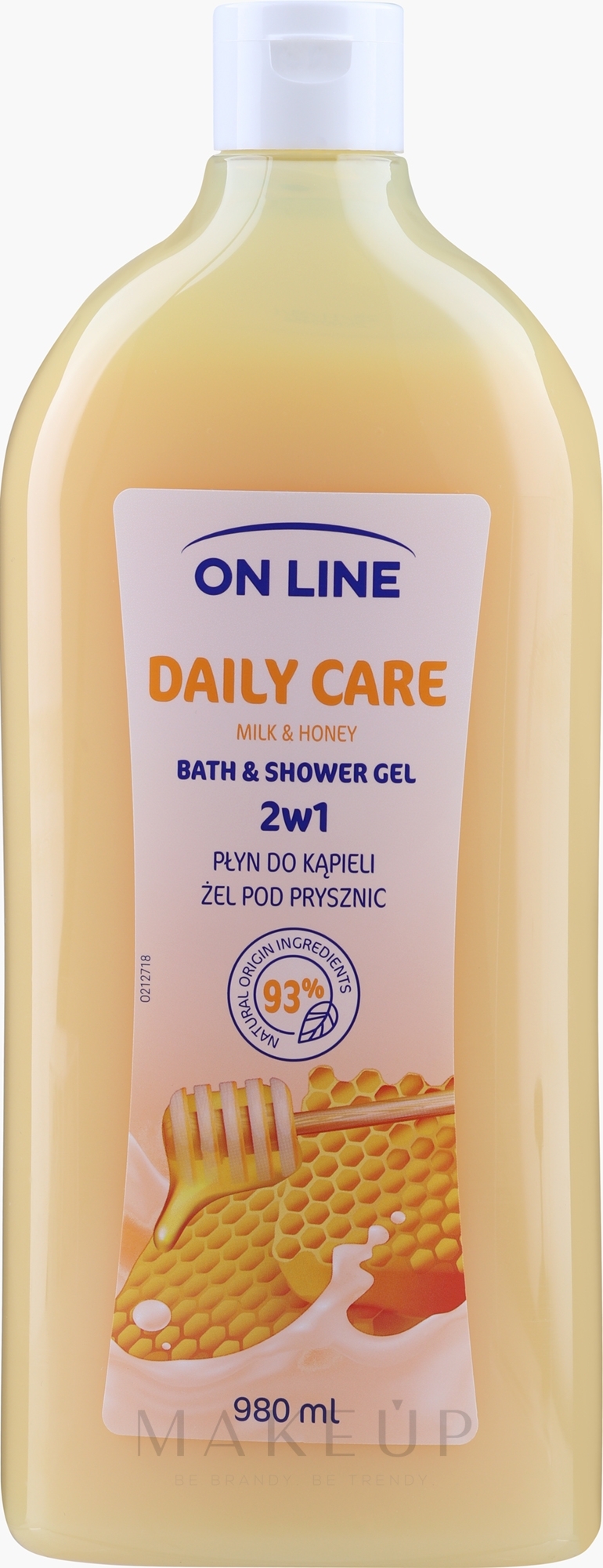 2in1 Bade- und Duschgel mit Milichextrakt und Honig - On Line Daily Care Milk & Honey Bath & Shower Gel — Bild 980 ml