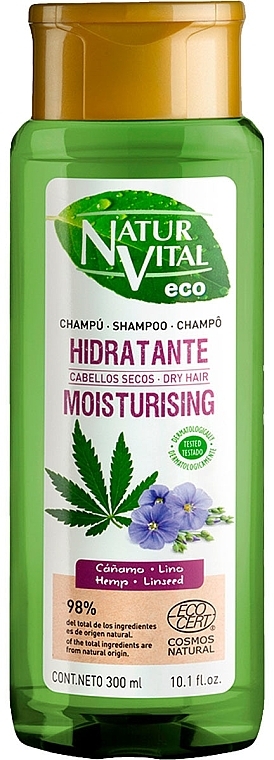 Feuchtigkeitsshampoo für trockenes Haar - Natur Vital Eco Moisturising Hemp& Linseed Shampoo  — Bild N1