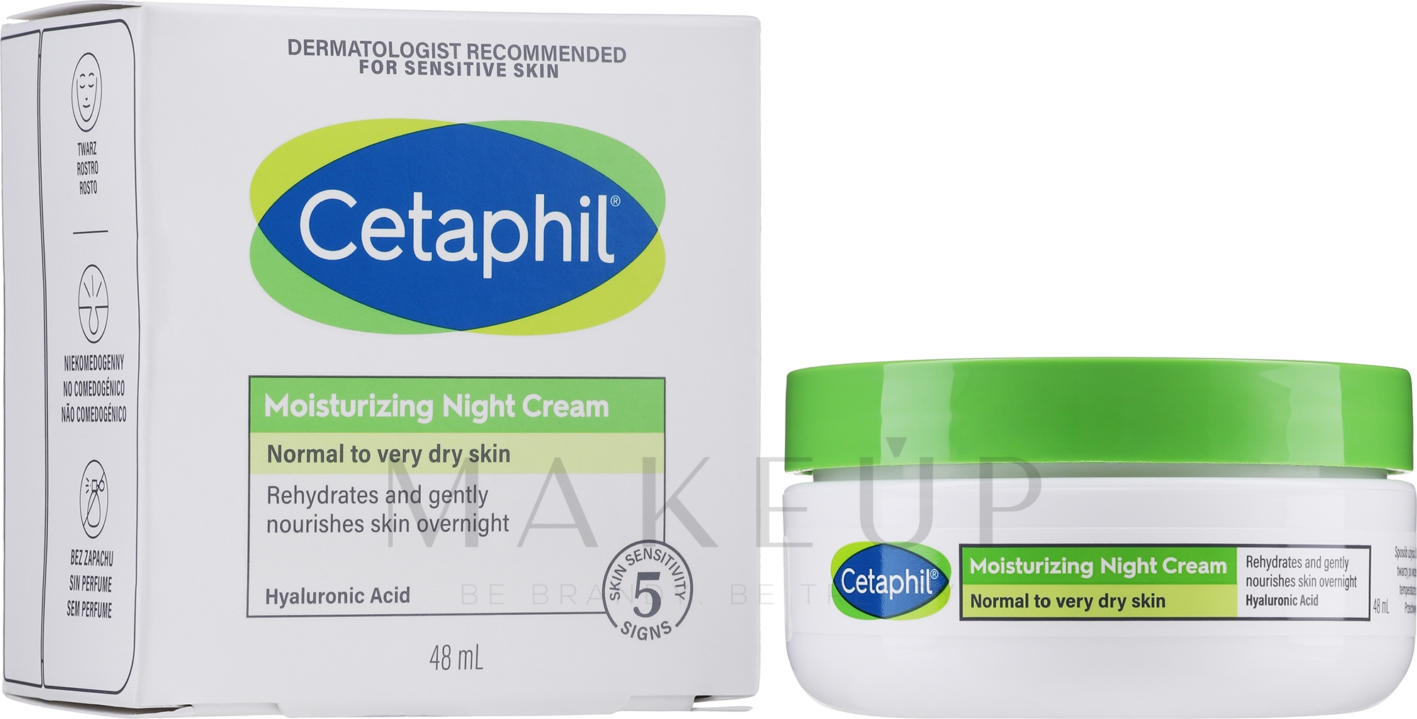 Feuchtigkeitsspendende Nachtcreme mit Hyaluronsäure für normale bis sehr trockene Haut - Cetaphil Moisturizing Night Cream — Bild 48 ml