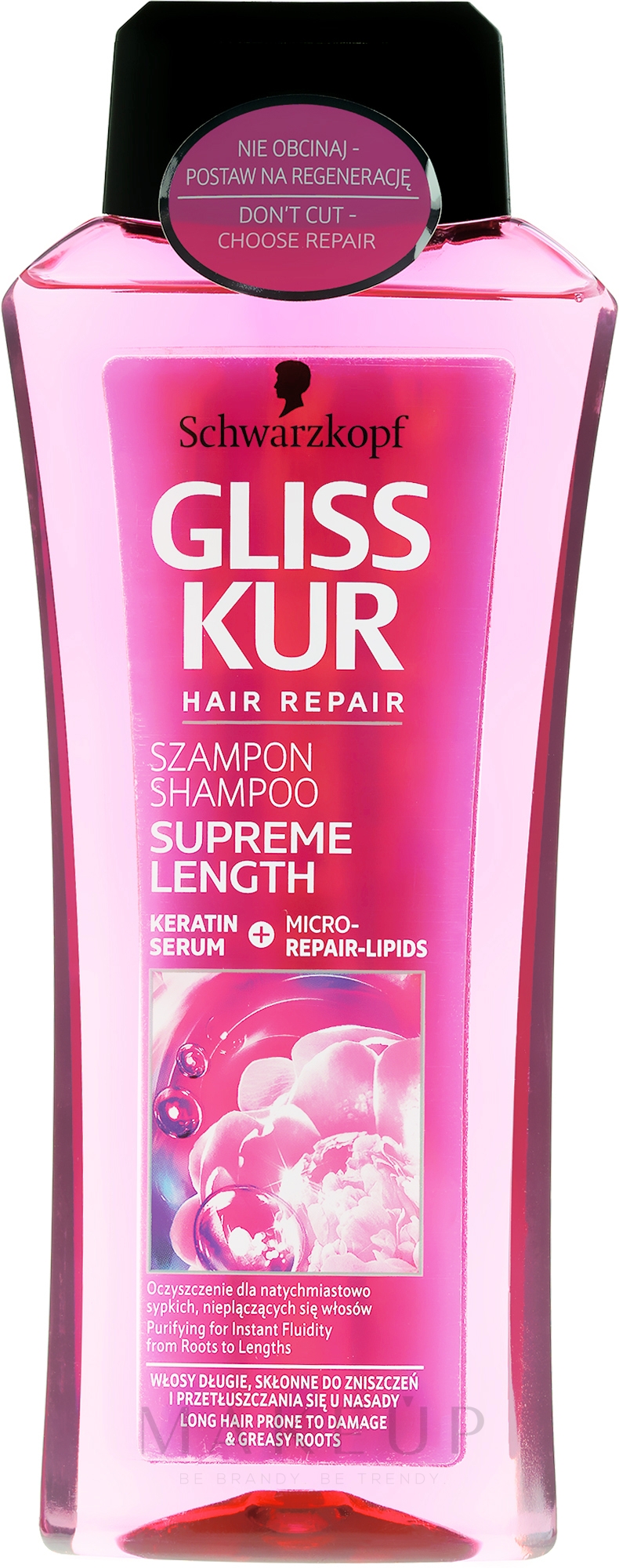Kräftigendes Shampoo für langes, geschädigtes Haar und fettigen Ansatz - Gliss Kur Supreme Length Shampoo — Foto 250 ml