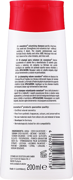 Volumen-Shampoo mit Granatapfel für feines und kraftloses Haar - Cosnature Volumen Granat Shampoo — Bild N2