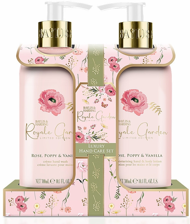 Set - Baylis & Harding Royale Garden Rose, Poppy & Vanilla Luxury Hand Care Gift Set (h/soap/300ml + b/h/lot/300ml) — Bild N1