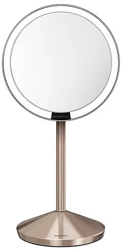 Simplehuman Sensor Mirror Compact  - Runder Kompakt-Tastspiegel goldener Ständer 12 cm  — Bild N1