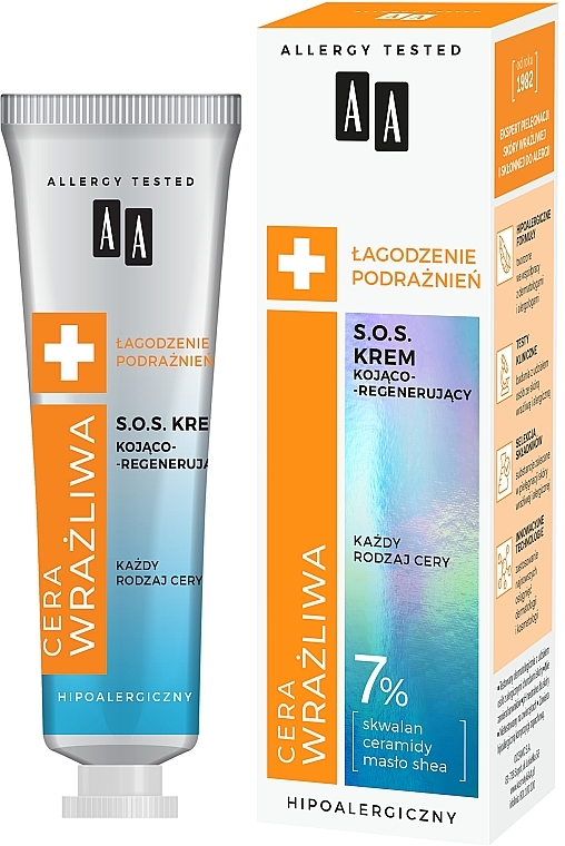 Beruhigende und regenerierende Gesichtscreme - AA Cosmetics Sensitive Skin S.O.S. Cream — Bild N1