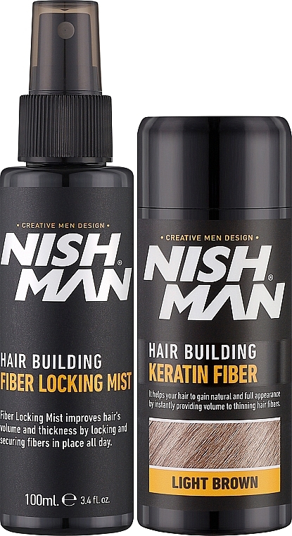 Haarpflegeset - Nishman Hair Building Keratin Fiber (Puderspray zur Haarverdichtung 21g + Fixierspray 100ml) — Bild N2