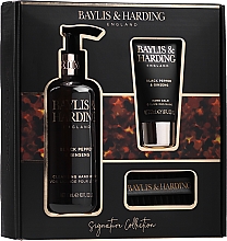 Handpflegeset für Männer - Baylis & Harding Black Pepper & Ginseng Signature Collection (Handwaschgel 300ml + Handbalsam 50ml + Nagelbürste) — Bild N1