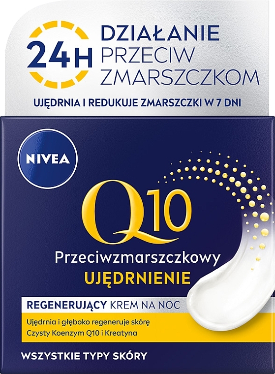 Feuchtigkeitsspendende Anti-Falten-Nachtcreme für alle Hauttypen - NIVEA Visage Q10 Plus Night Cream