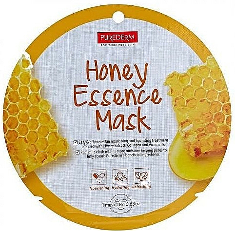 Tuchmaske für das Gesicht mit Honigextrakt, Kollagen und Vitamin E - Purederm Honey Essence Mask — Bild N1