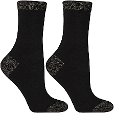 Damensocken mit Weihnachts-Hirsch-Muster, CSLS250-018, schwarz - Moraj — Bild N1