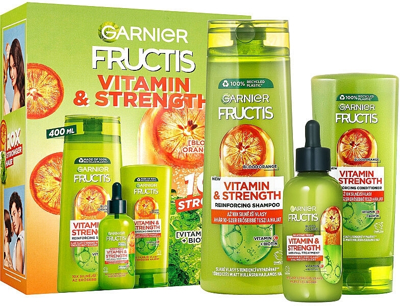 Set - Garnier Fructis Vitamin & Strength (shmp/400ml + cond/200ml + ser/125ml) — Bild N1