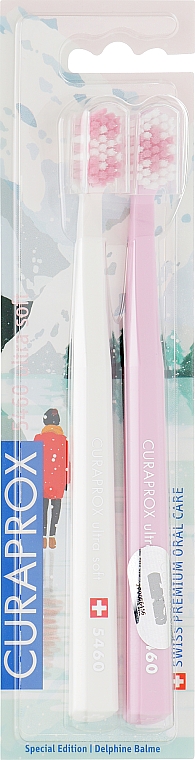 Zahnbürste ultra weich CS 5460 weiß, rosa 2 St. - Curaprox Ultra Soft Duo Winter Pink Edition — Bild N1