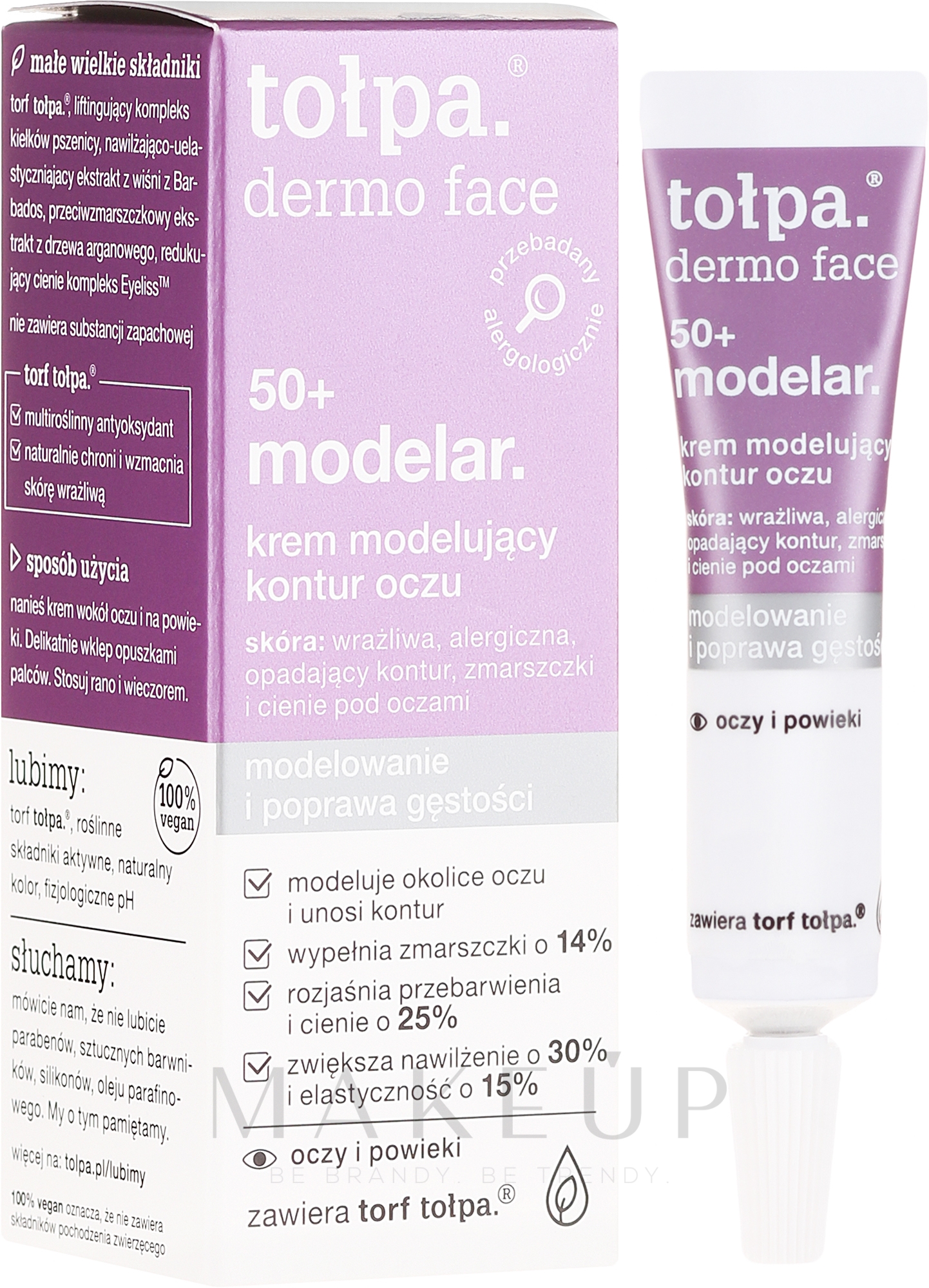 Modellierende Augencreme gegen Falten und dunkle Ringe 50+ - Tolpa Dermo Face Modelar 50+ Eye Cream — Bild 10 ml