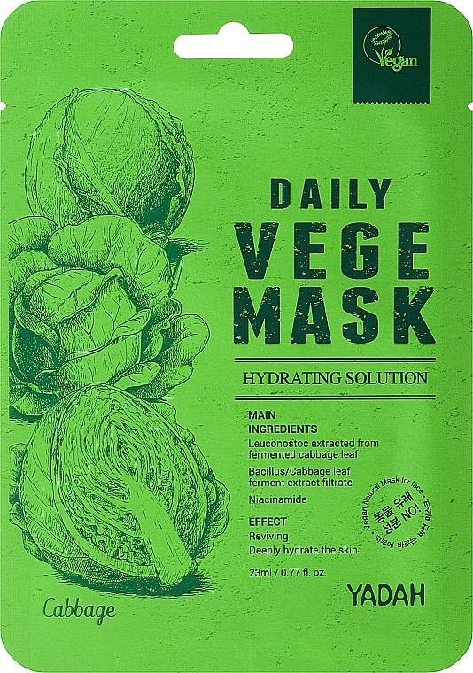 Tuchmaske für das Gesicht mit Kohlblattextrakt - Yadah Daily Vege Mask Cabbage — Bild N3
