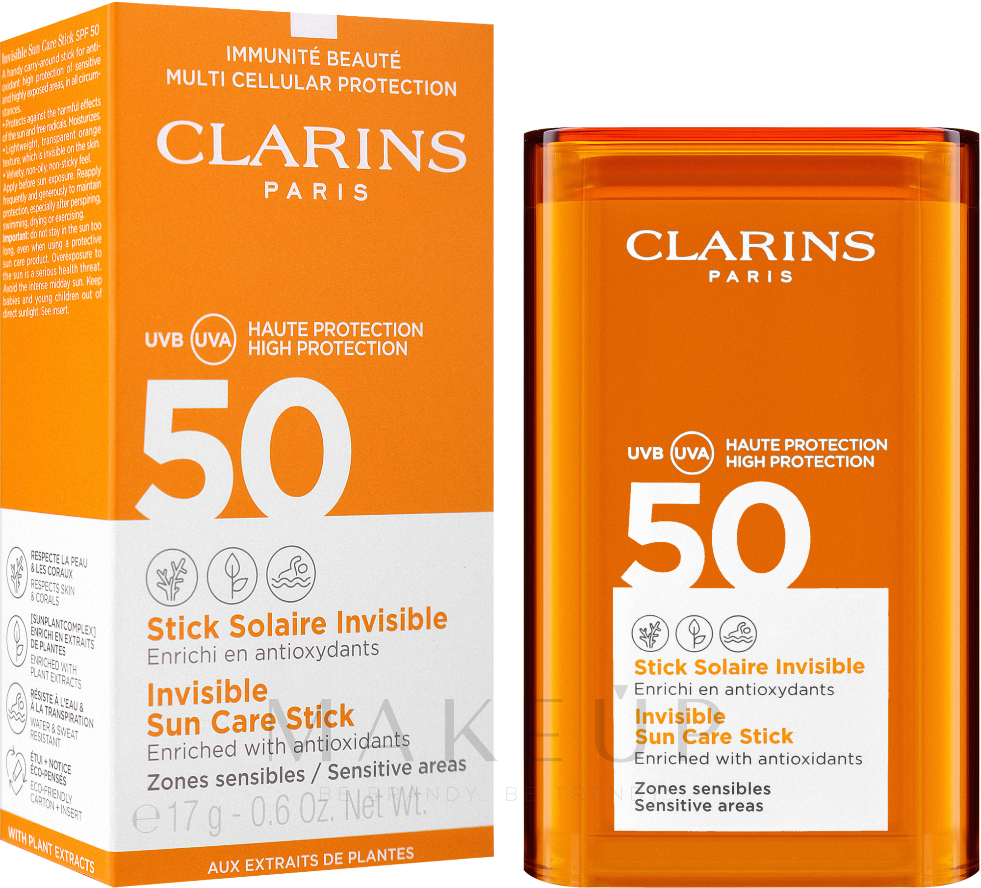 Sonnenschutzstick für die sensiblen Körperzonen mit Antioxidantien LSF 50 - Clarins Stick Solaire Invisible SPF50 — Bild 17 g