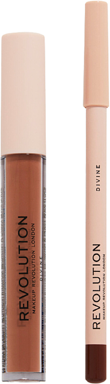 Lippen-Make-up Set (Lipgloss 3ml + Lippenkonturenstift 1g) - Makeup Revolution Lip Contour Kit Divine — Bild N2