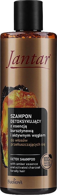 Entgiftendes Shampoo mit Amberessenz und Aktivkohle für fettiges Haar - Farmona Jantar — Bild N1